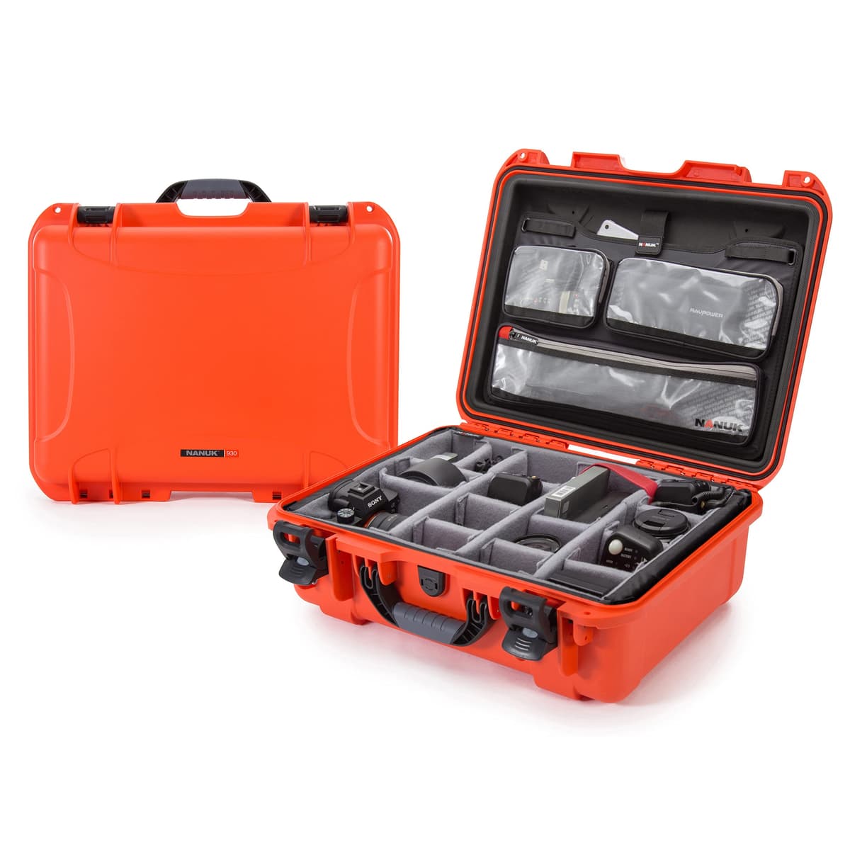 Nanuk 930 Estuche Rígido Impermeable con Organizador de Tapa y Divisor Acolchado - Naranja (930-6003)