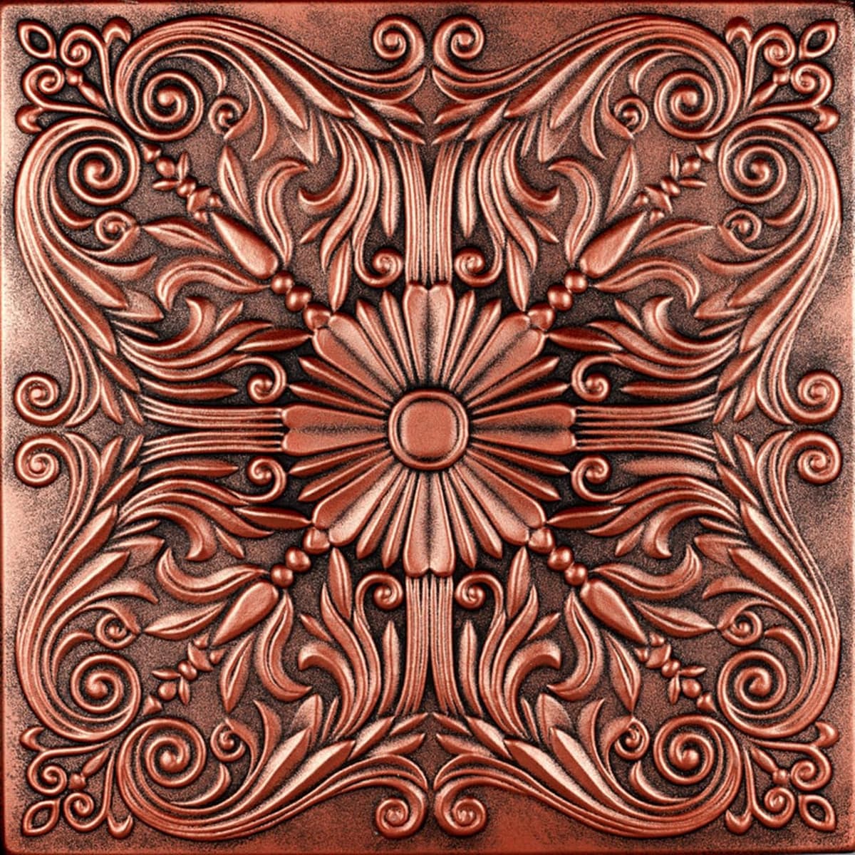 À LA MAISON CEILINGS R139 Spanish Silver Foam Glue-up Ceiling Tile, Pack de 144, Antique Copper R139ac-144