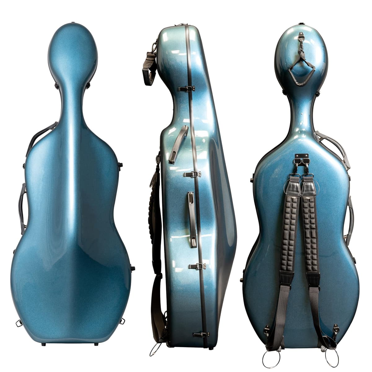 M MI & VI MI&VI CC-7002 Estuche clásico para chelo 4/4 fibra de carbono con ruedas (Azul)