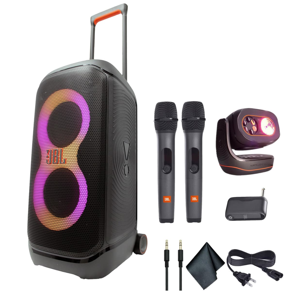 JBL PartyBox Stage 320 240W Parlante Portátil Inalámbrico Negro + PartyLight Beam + Sistema Micrófonos Inalámbricos + Cable AUX JBLPARTYBOX320AMPB_EDI_3