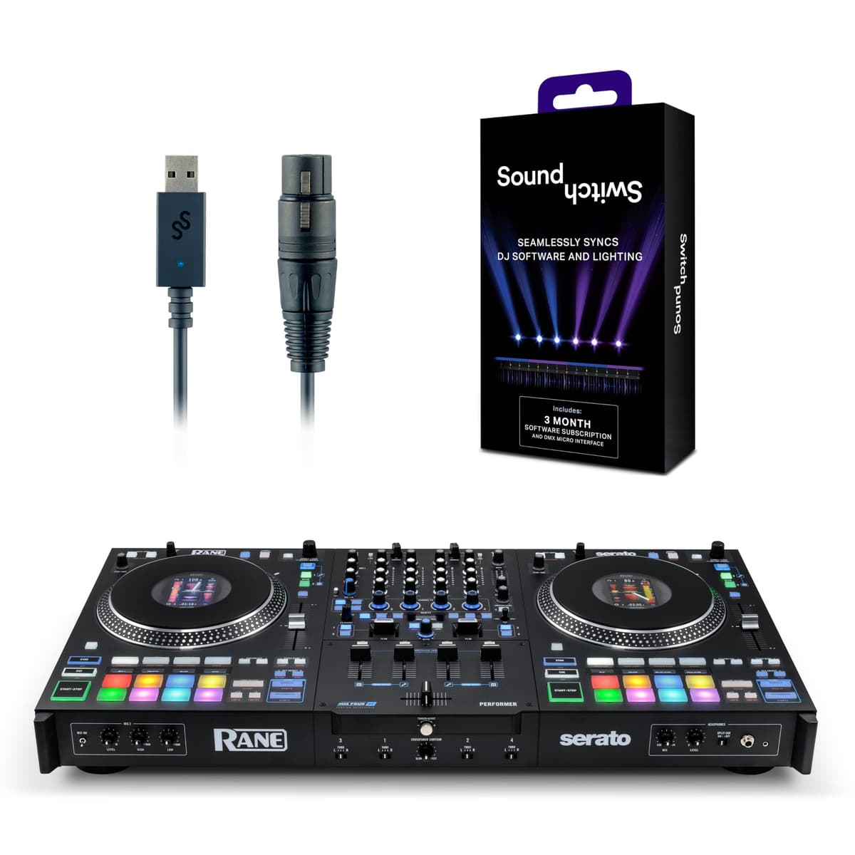 Rane PERFORMER DJ Controller y interfaz DMX para música en vivo, DJ sets y eventos