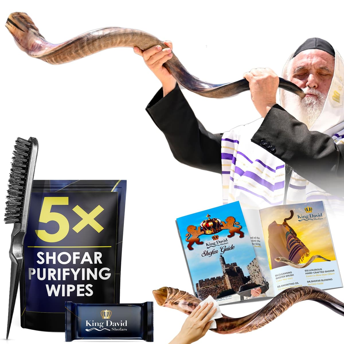 King David Shofars Shofar Kudu Tradicional de Israel - Medio Pulido/Natural (48"-50")