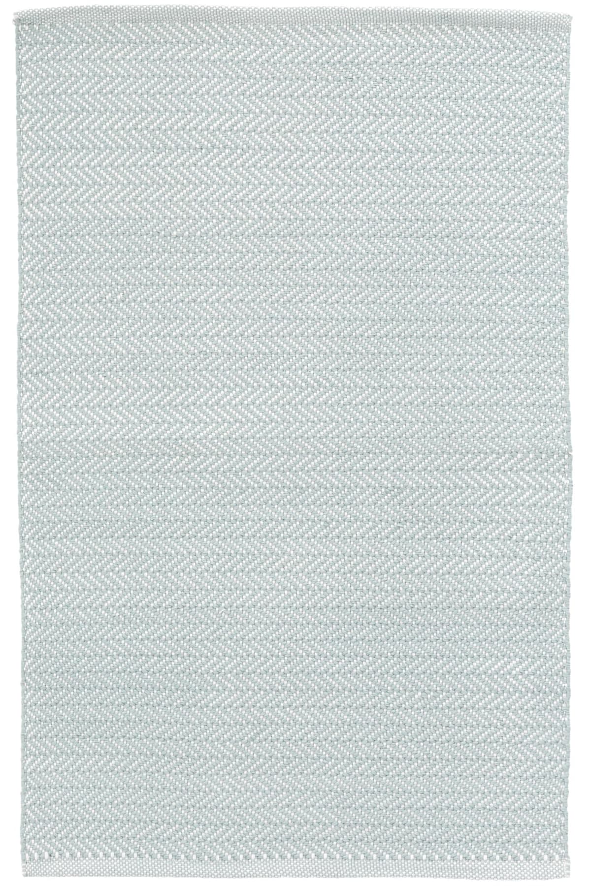 Dash & Albert Herringbone Light Blue/Ivory Alfombra tejida a mano interior/exterior 7.5 x 9.5 ft, patrón geométrico DA392-810