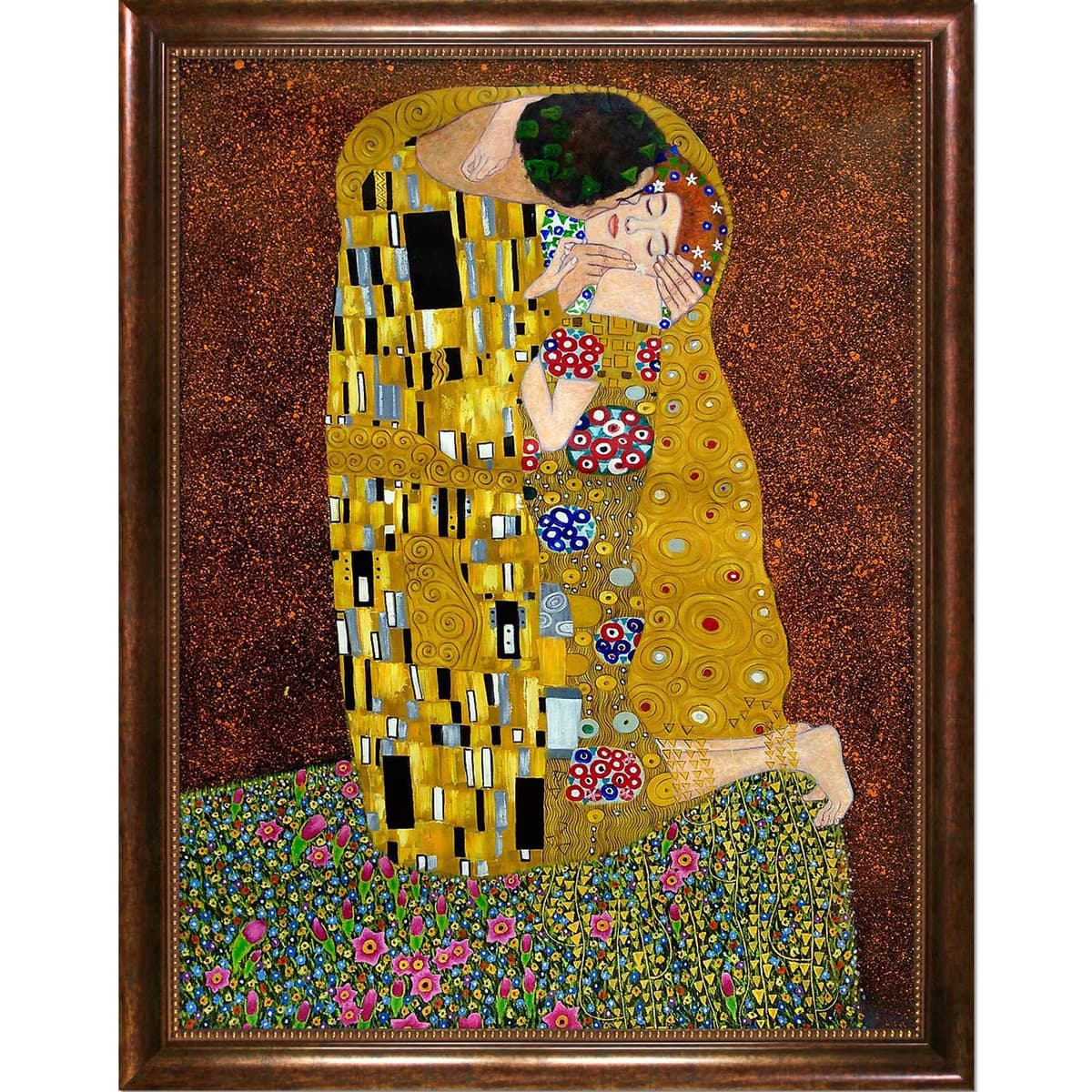 overstockArt Reproducción al Óleo 'The Kiss' de Klimt 30x40" con Marco Verona Café KL1851-FR-930130X40