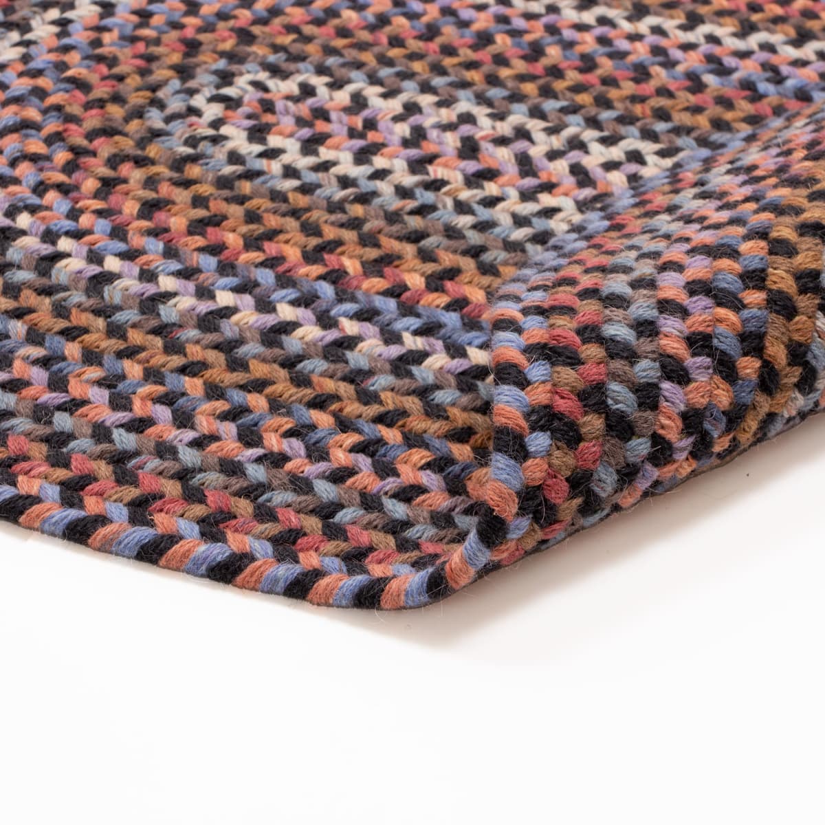 Super Area Rugs Tribeca Alfombra Trenzada de Lana Premium Reversible - Black Mix 5' x 7' Oval