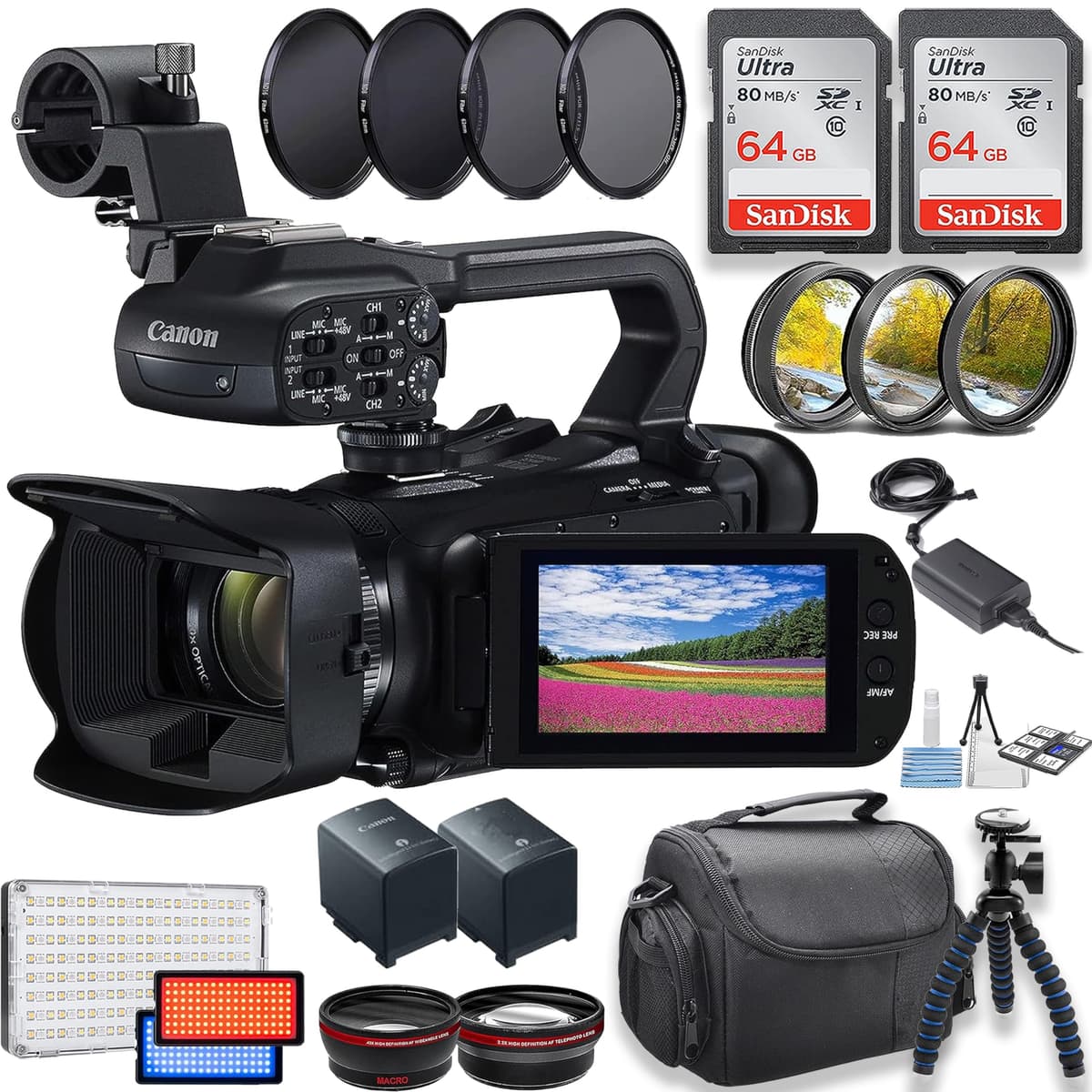 Canon XA60 Camcorder Profesional UHD 4K con Kit de Accesorios y 2x64GB XA-60-led-1