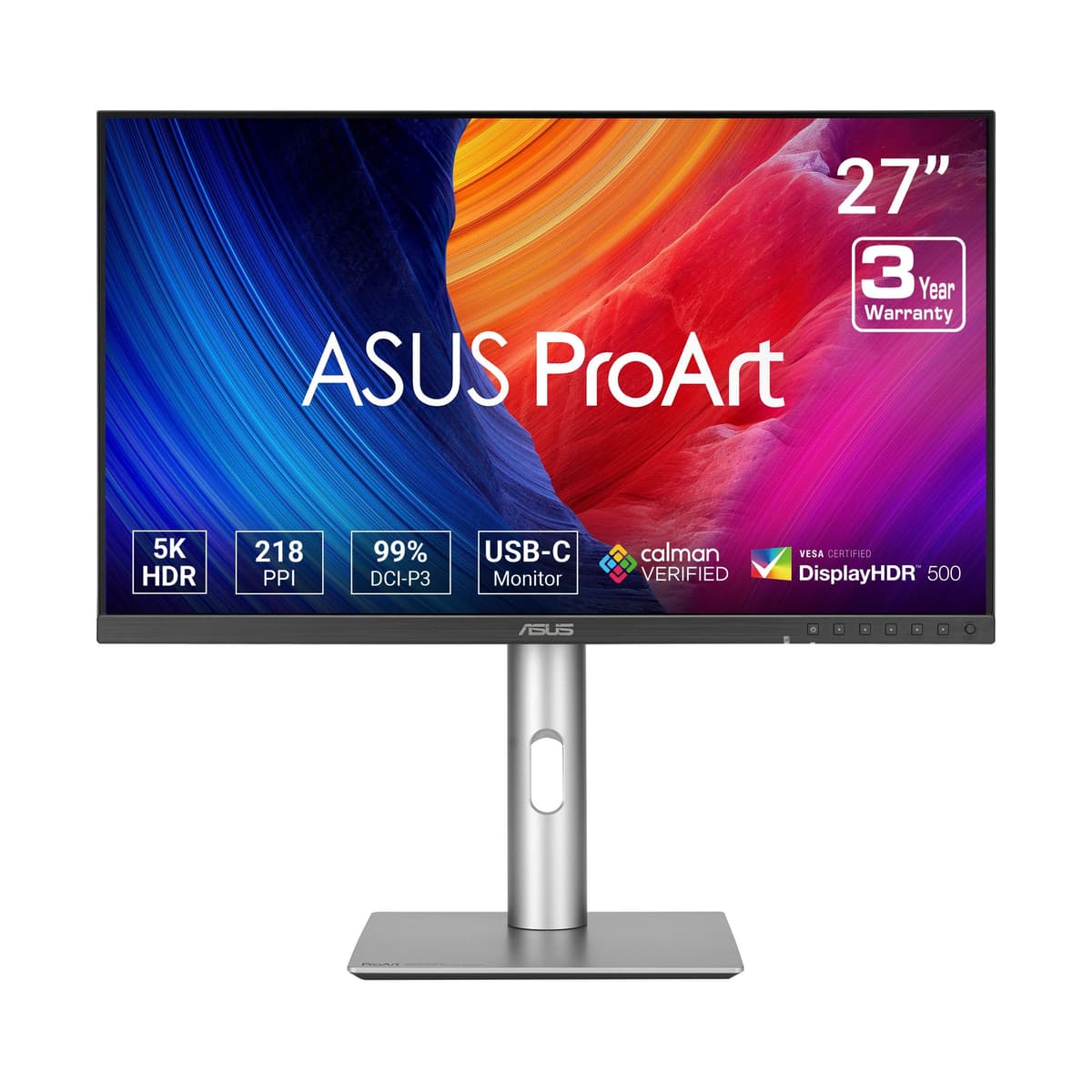 ASUS ProArt 27” 5K HDR Monitor Profesional (PA27JCV) - Calibrado ΔE<2, USB-C PD 96W