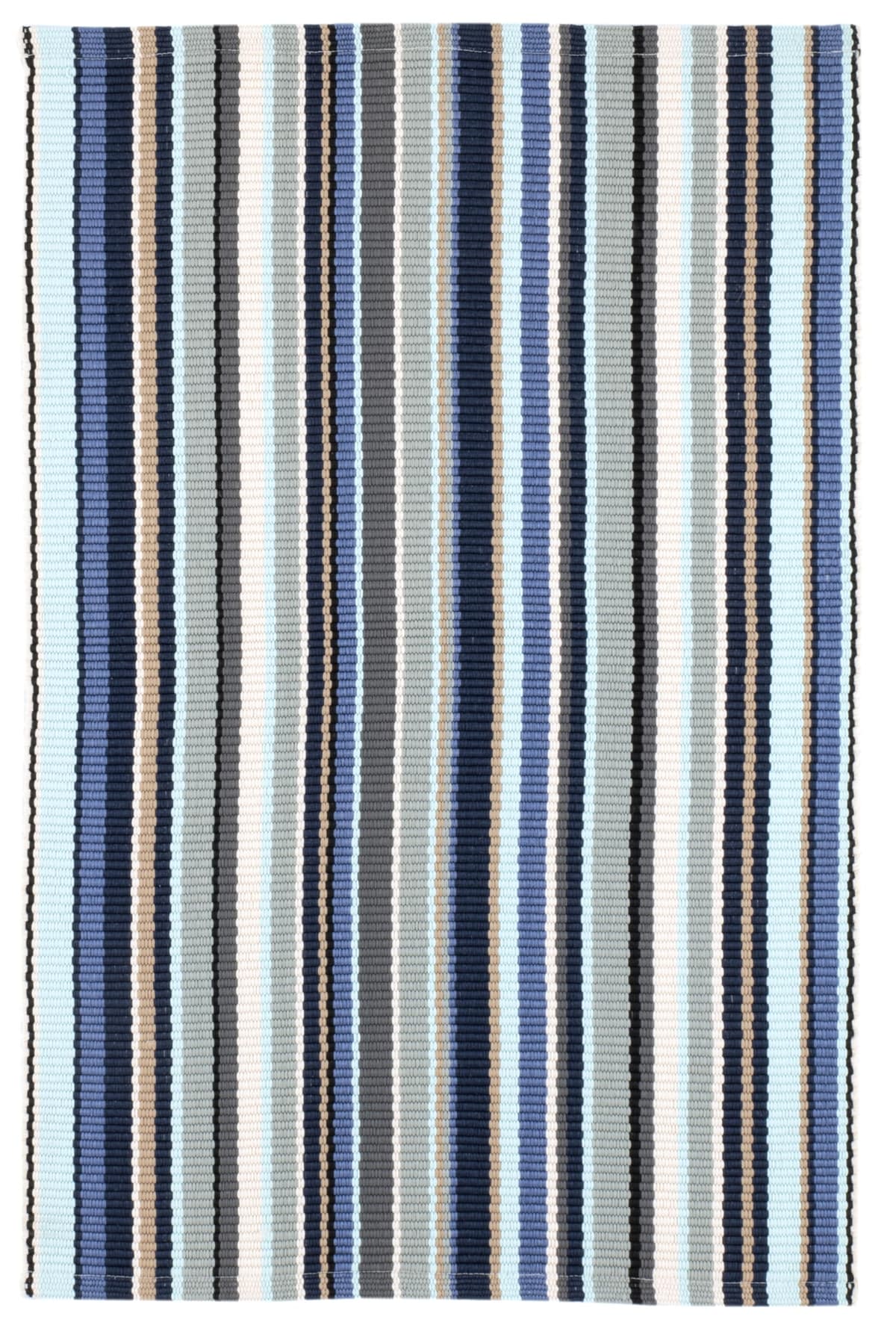 Dash & Albert Westbrook Stripe Alfombra Tejida a Mano Indoor/Outdoor 7.5 x 9.5 ft, Rayas Azul/Khaki DA2268-810