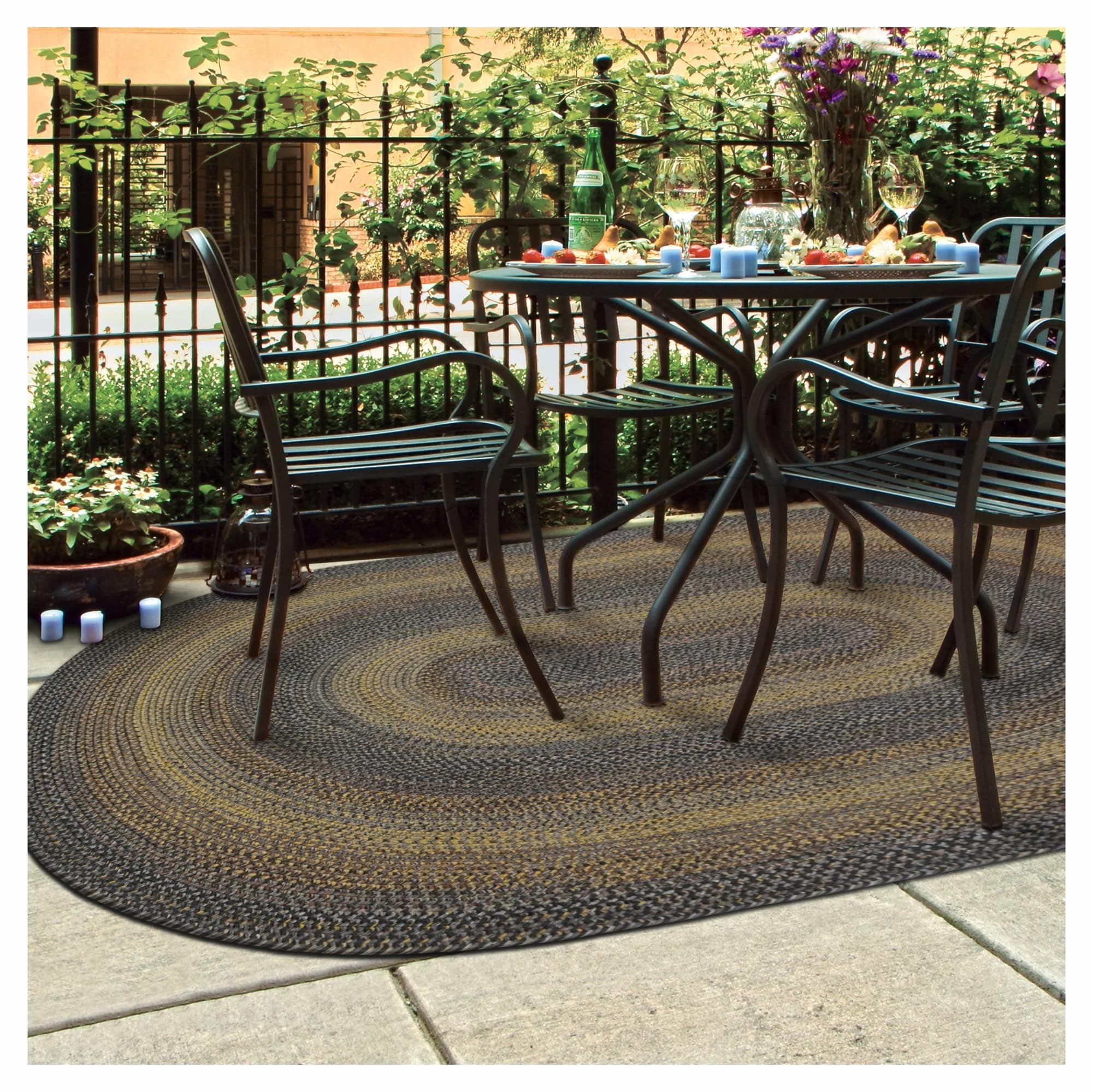 Homespice Alfombra trenzada ovalada Black Forest 8x10' para decoración rústica 306029-IN