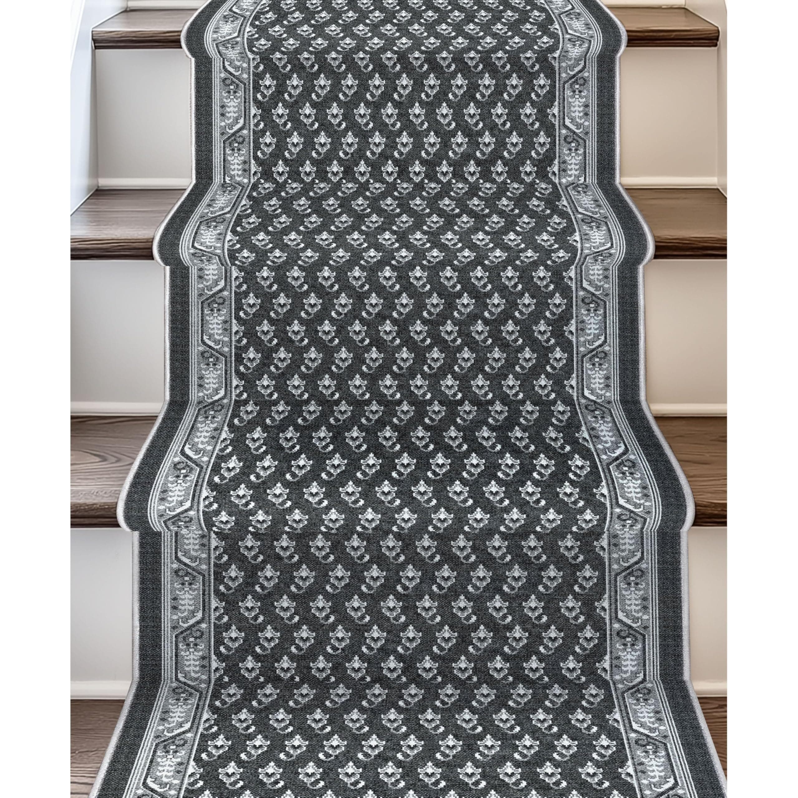 Well Woven Apollo Windsor Midnight Ash - Alfombra runner a medida 27" x 37' W-AP-85B-R-37