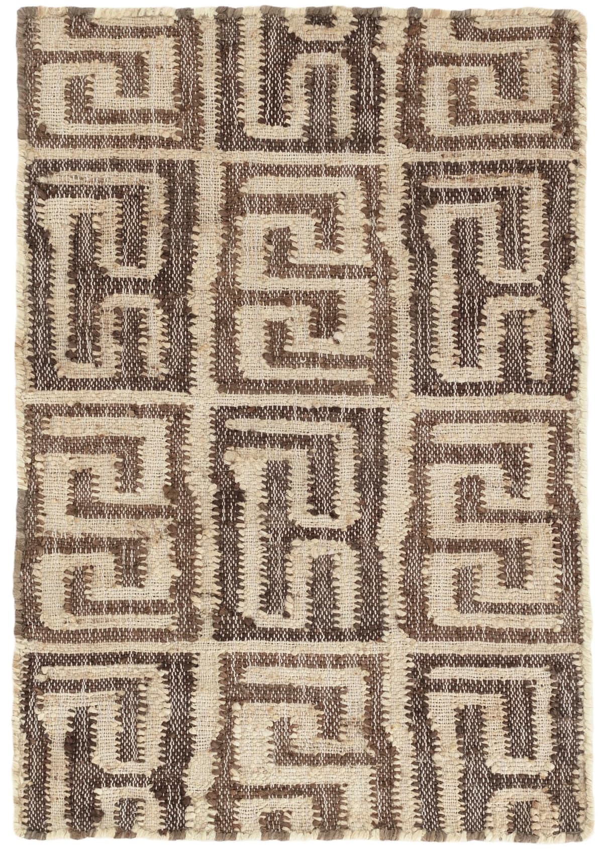 Dash & Albert Auricula Alfombra de yute tejida a mano 9 x 12 ft, patrón geométrico negro/neutro DA1119-912