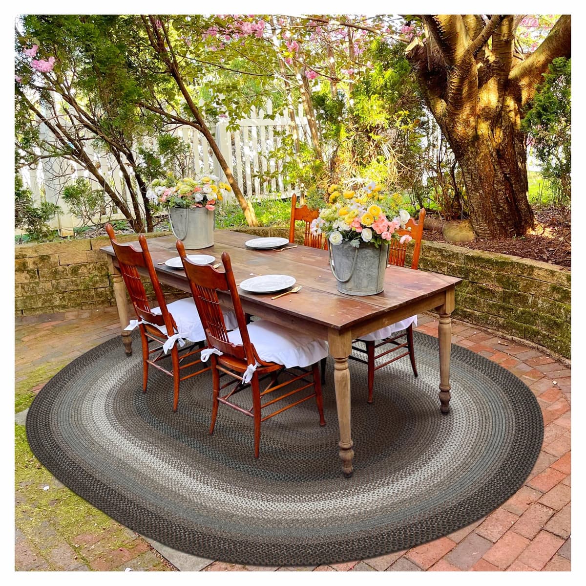Homespice Midnight Moon Black & Brown Alfombra Trenzada Ovalada 8x10' - Estilo Rústico, Interior y Exterior 306180