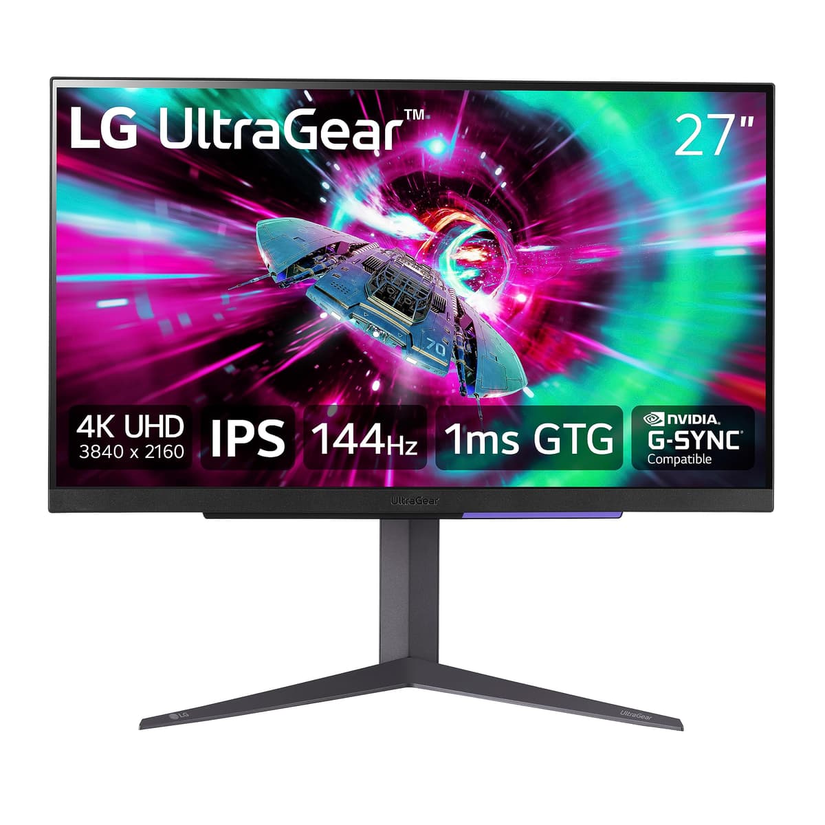 LG 27" UltraGear 4K UHD Gaming Monitor 144Hz, 1ms, VESA DisplayHDR 400, G-SYNC, FreeSync Premium 27GR93U-B.AUS