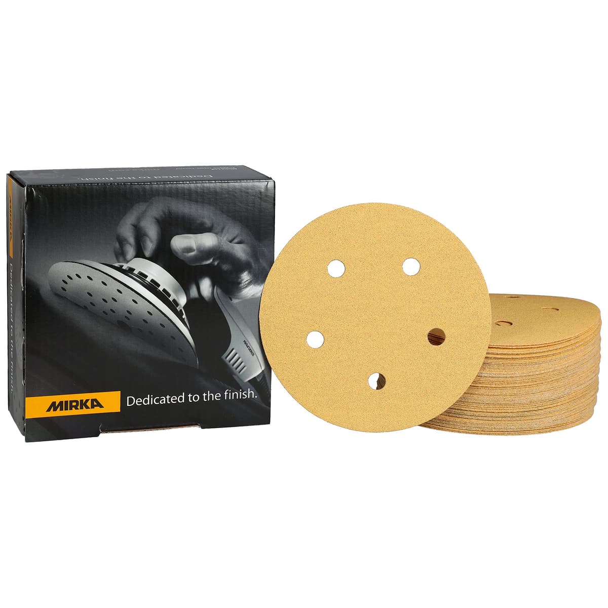 Discos de lija Mirka Gold 5" 5 orificios 320-grit, pack de 50 23-614-320