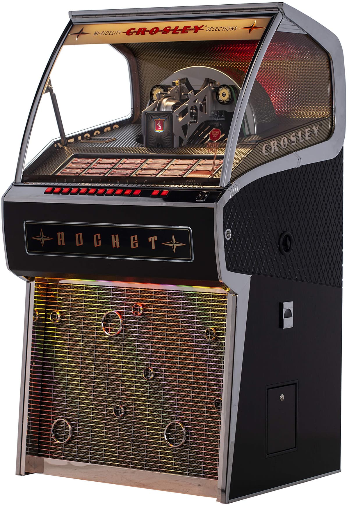 Crosley Rocket Jukebox CR1210A-BK2 Full Size con Bluetooth, 70 discos 45 RPM