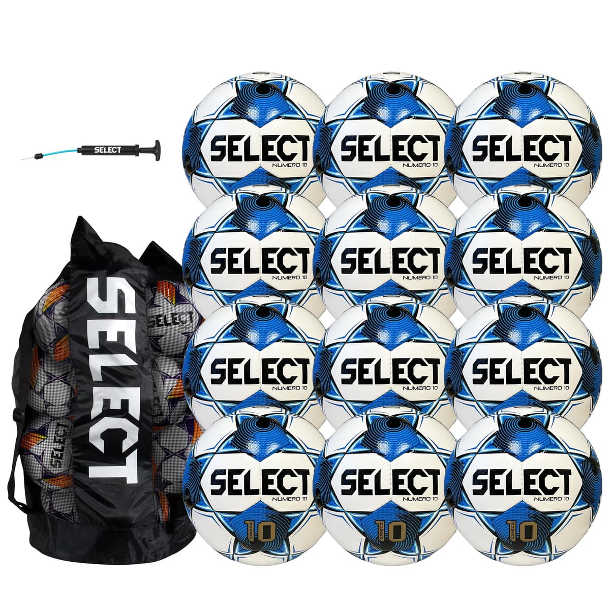 Select Numero 10 paquete de 12 balones de fútbol Size 5 con bolsa y bomba
