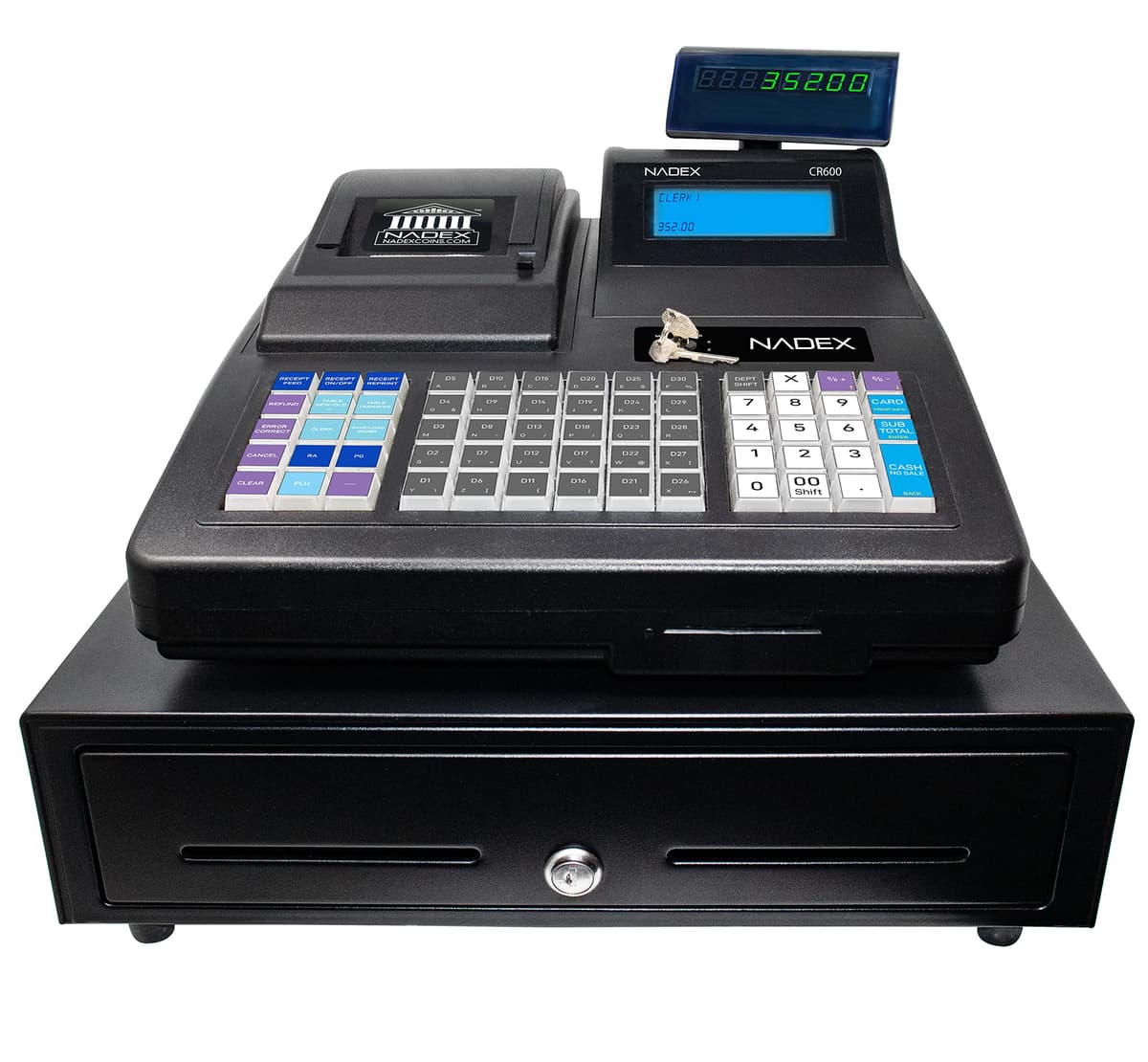 Nadex CR600 - Caja registradora con 9500 PLU, 60 departamentos y múltiples funciones NXTE-1389