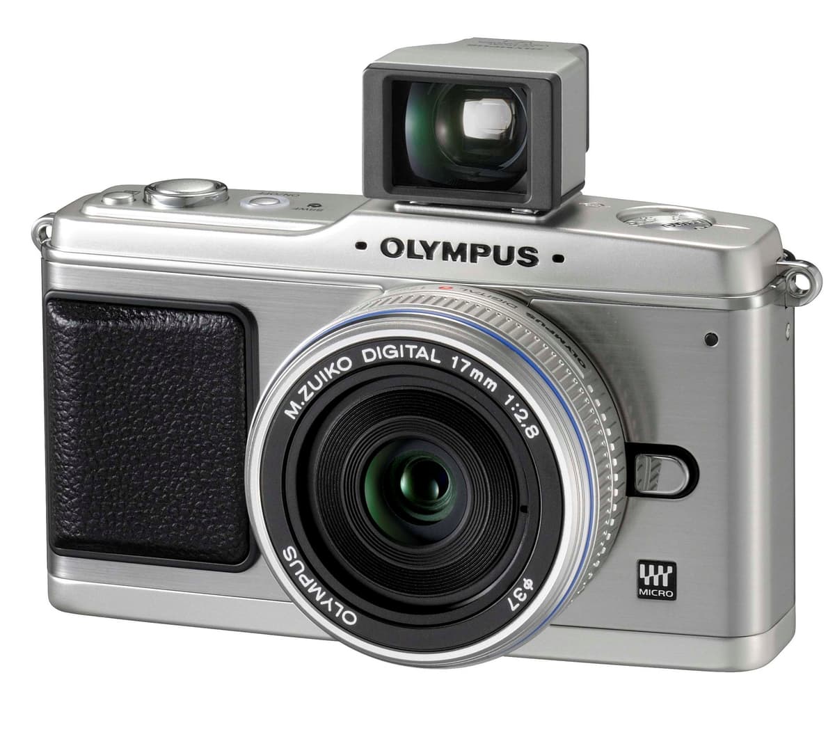 OM System Olympus PEN E-P1 12.3 MP Micro Four Thirds con lente 17mm f/2.8 y visor (Plateado) Silver w/ 17mm Lens