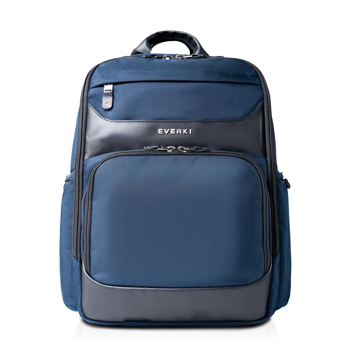 Mochila Ejecutiva Empresarial Premium EVERKI Onyx para Laptop - Nylon Balístico y Cuero, Mochila de Oficina para Computadora, Compartimento Dedicado hasta 17.3" (EKP132S17N), Azul Marino