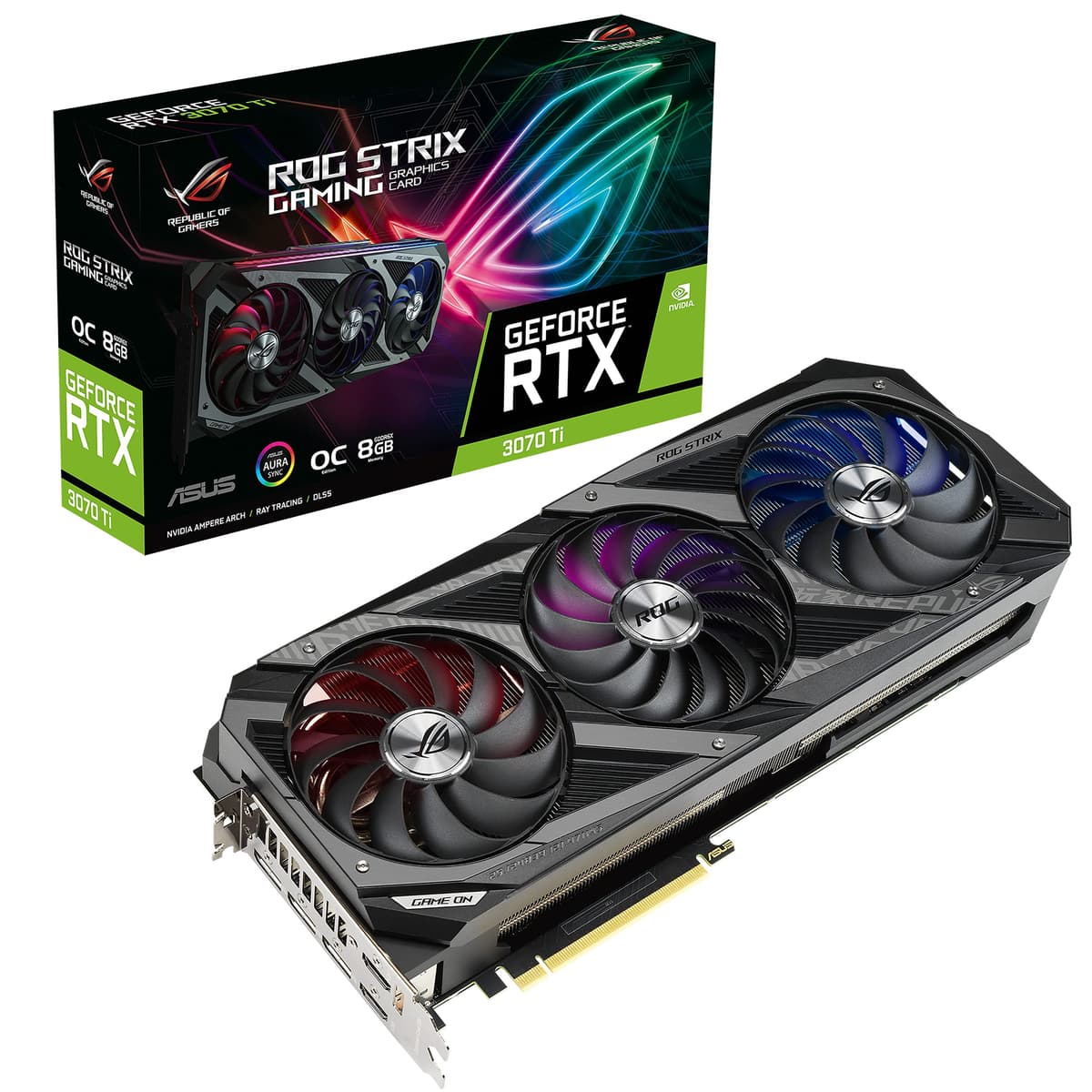 Tarjeta de video para juegos ASUS ROG Strix NVIDIA GeForce RTX 3070 Ti OC Edition (PCIe 4.0, 8 GB GDDR6X, HDMI 2.1, DisplayPort 1.4a, diseño Axial-tech, 2.9 ranuras, Super Alloy Power II, GPU Tweak II) (Reacondicionada) ROG-STRIX-RTX3070TI-O8G-GAMING-cr