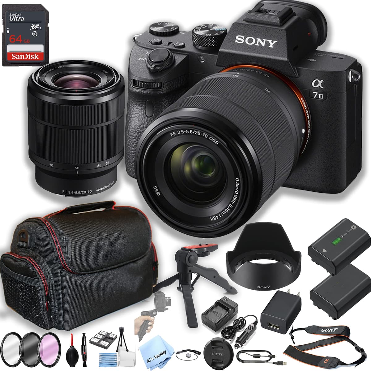 Sony a7 III Mirrorless Camera con 28-70mm + 64GB + Case + Accesorios (Renewed) SN-A7III-2870-64JN23-cr