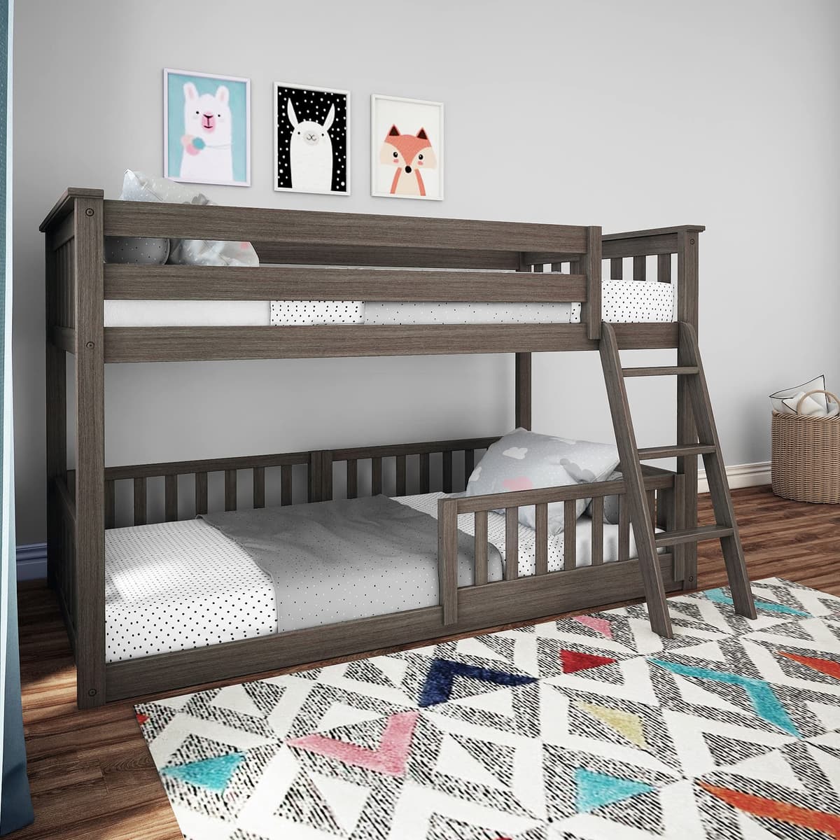 Max & Lily Cama Litera Baja Twin-Over-Twin con 3 Barandas de Seguridad, Clay 180214151309