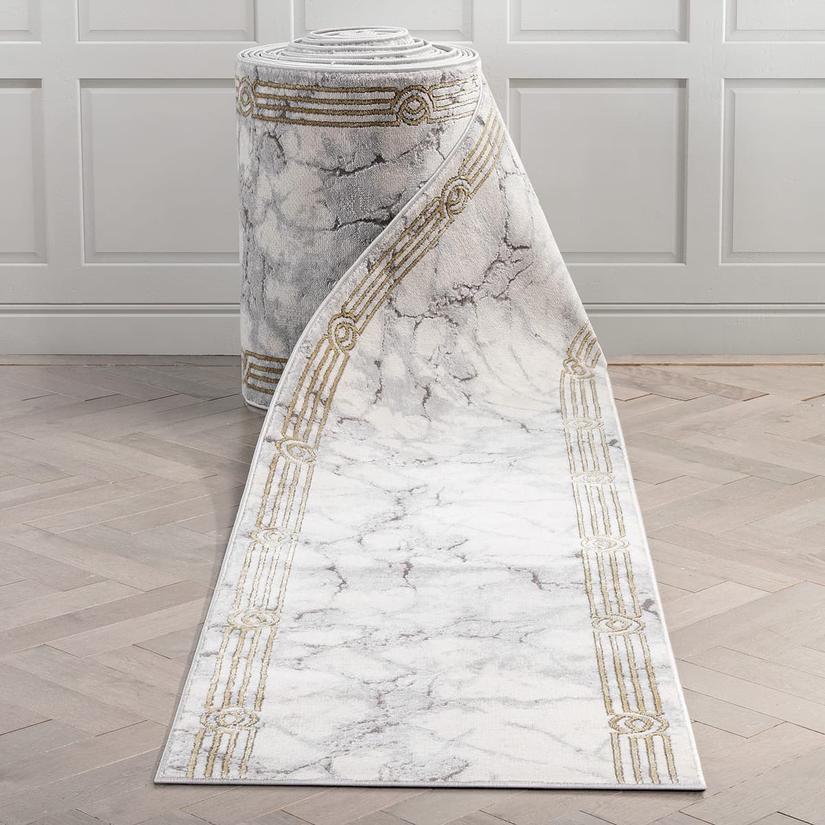 Well Woven Fairmont Lezlee Ivory Gold Runner 26" x 93' IHS-FRM-72-R-93