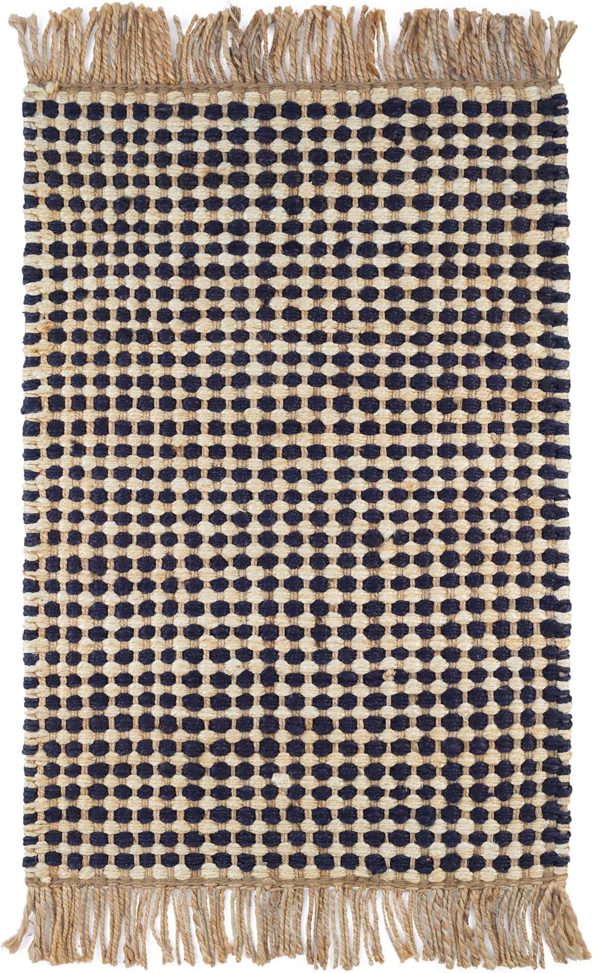 Dash & Albert Kuba Black Alfombra de Yute Tejida a Mano 7.5 x 9.5 ft - Patrón Geométrico Negro DA978-810