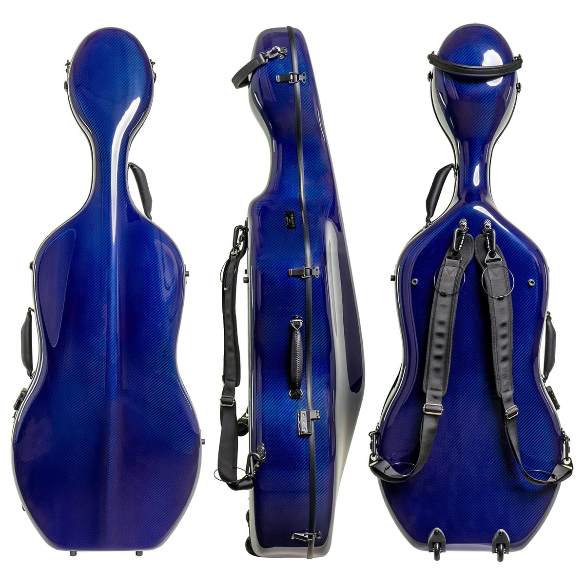 M MI & VI MI&VI CC-9001 Funda de Cello 4/4 Fibra de Carbono con Ruedas (3K Blue)