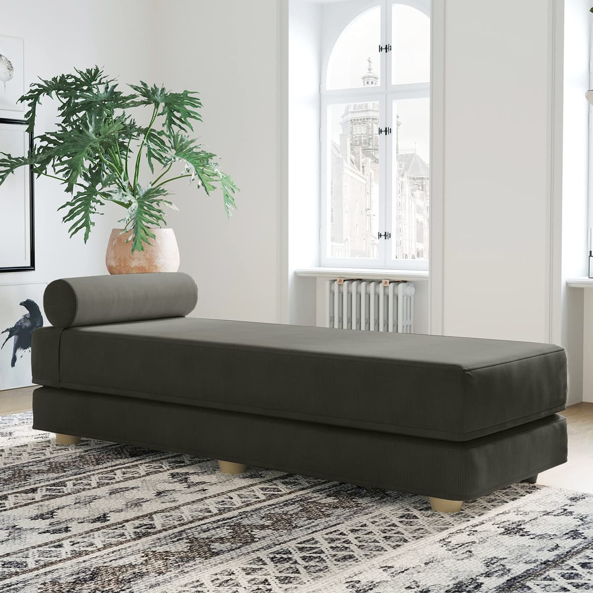 Jaxx Alon Daybed Chaise Cama Plegable con Colchón Queen Memory Foam 17668402