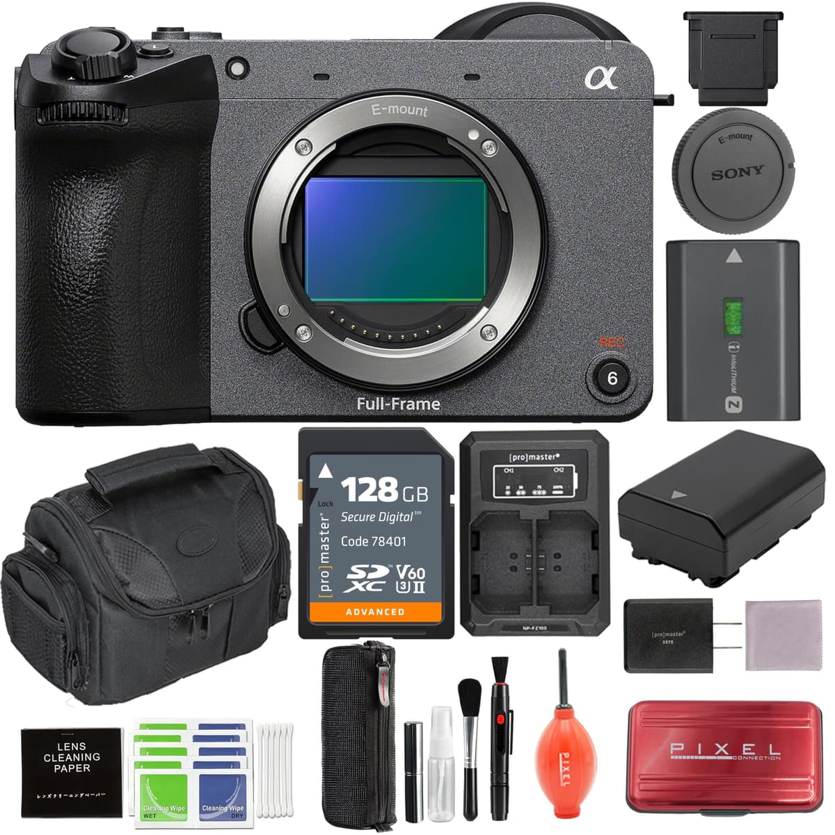 Bundle Sony FX2 Cámara de cine digital con batería extra, cargador y tarjeta SD 128GB ILME-FX2B