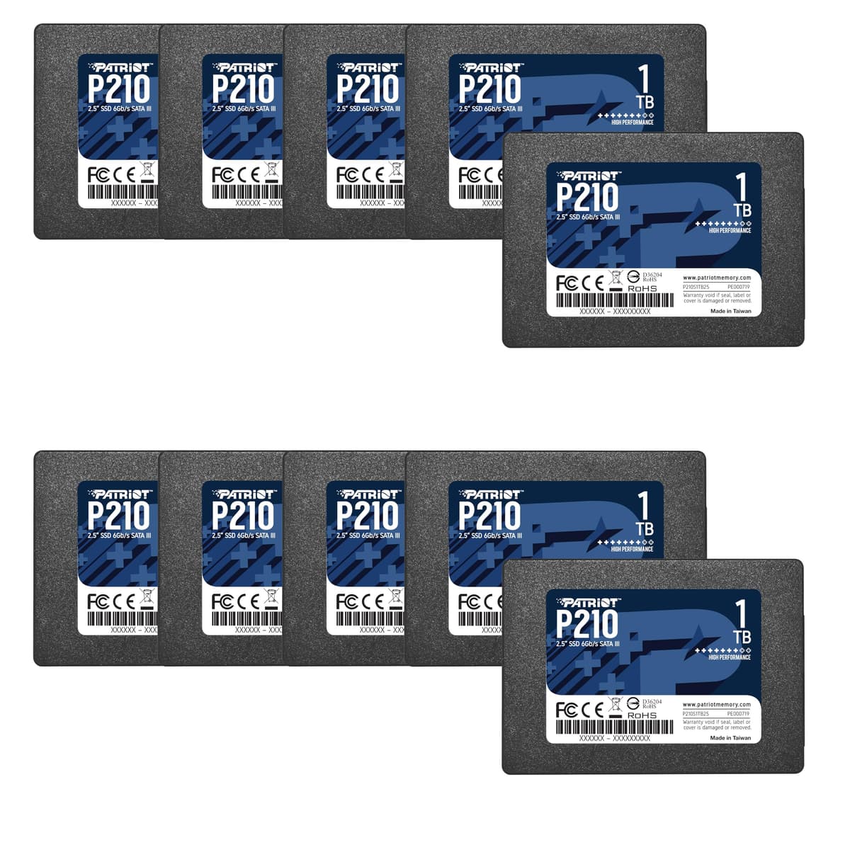 Patriot Memory P210 SATA 3 1TB SSD 2.5 Inch Internal Solid State Drive Retail Pack 10 Pack - P210S1TB2510