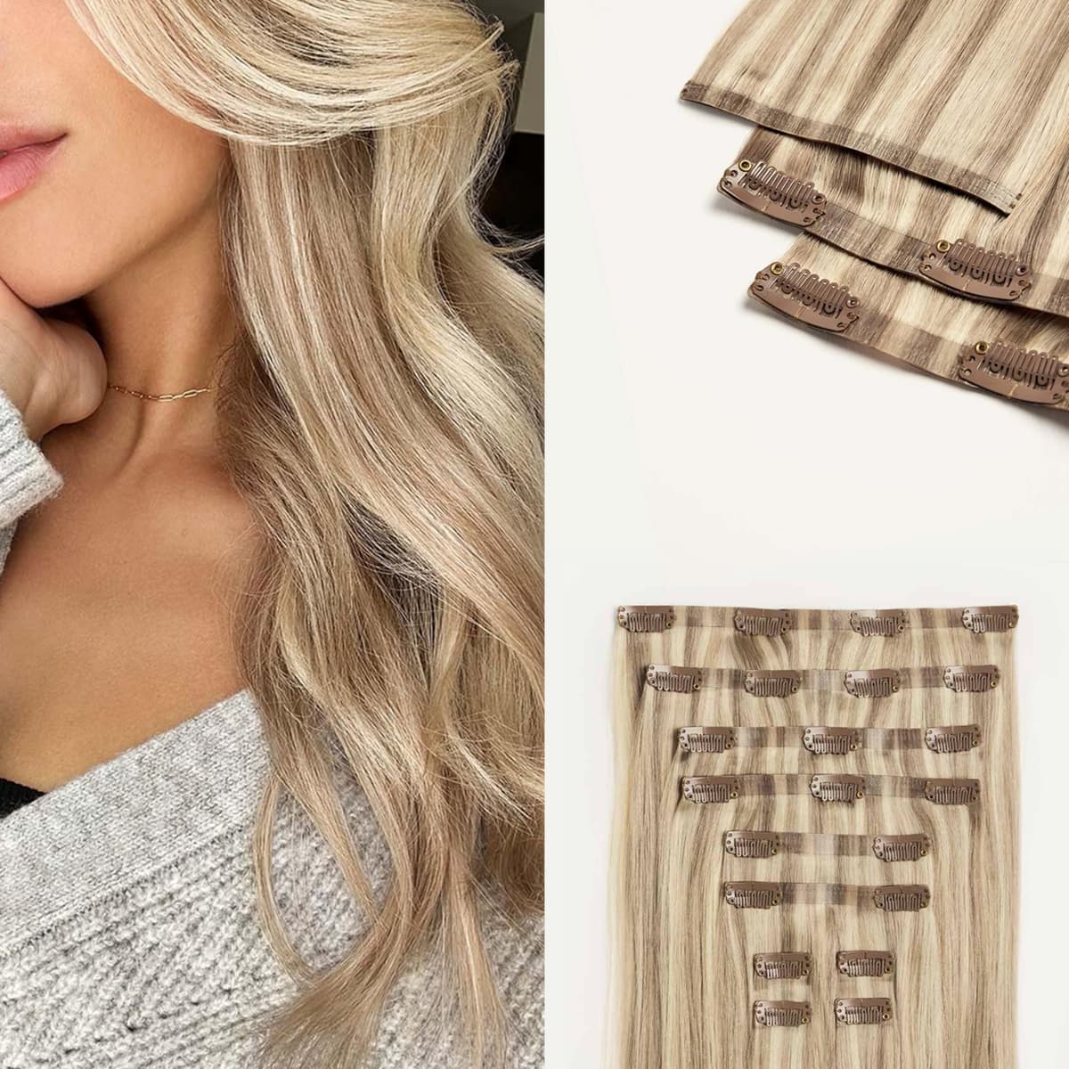 Luxy 24" Dimensional Cream Blonde - Seamless Clip-In 10 piezas (240 g)