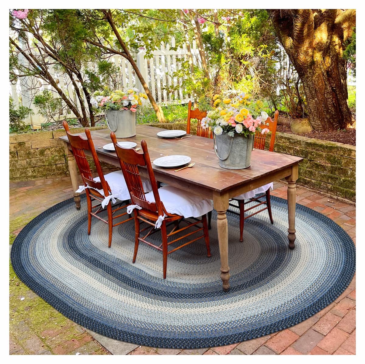 Homespice Alfombra Ovalada Juniper 6x9' - Estilo Country en Azul 305220