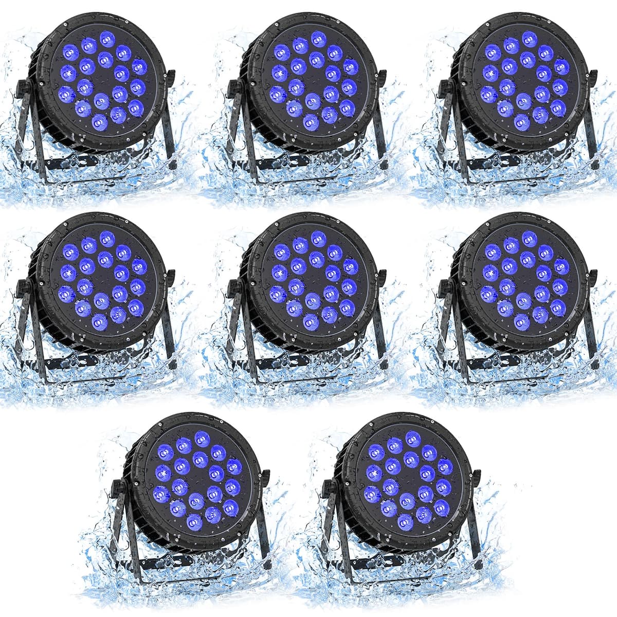 HOLDLAMP Pack 8 luces Par RGBW IP67 18x18W para exteriores con control DMX y activación por sonido Par lights-8