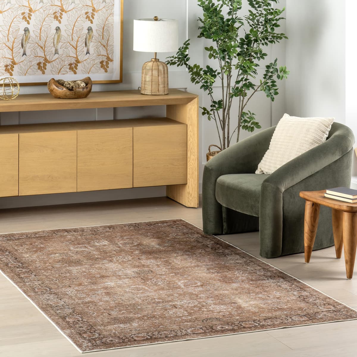 Rugs USA Bayberry - alfombra lavable a máquina 9x12, color marrón claro 200HJVL25F-9012