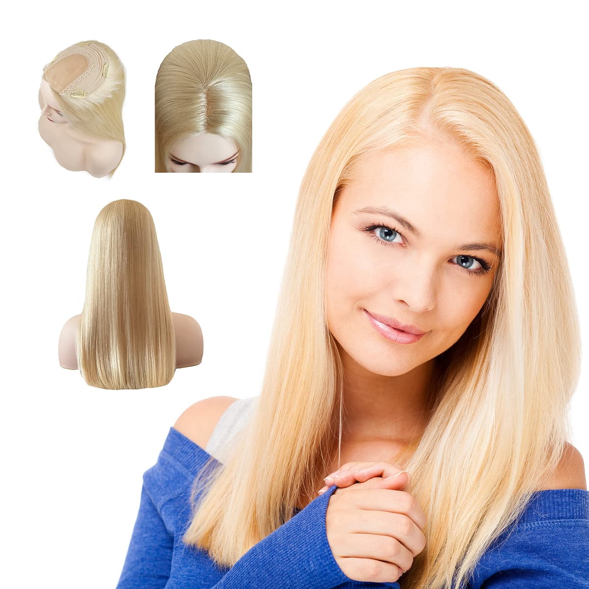 Briiwii Hair Topper Silk Top 6x6.5" 20" #613 Bleach Blonde BLT-PS1701
