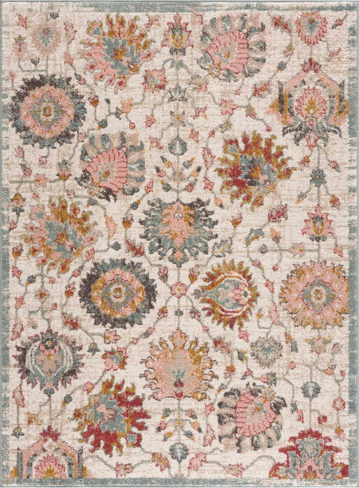 Alfombra tradicional Twilight de BoutiqueRugs - Rosa polvo, Celeste, Gris claro - 8'10" x 12' TWIL-81012