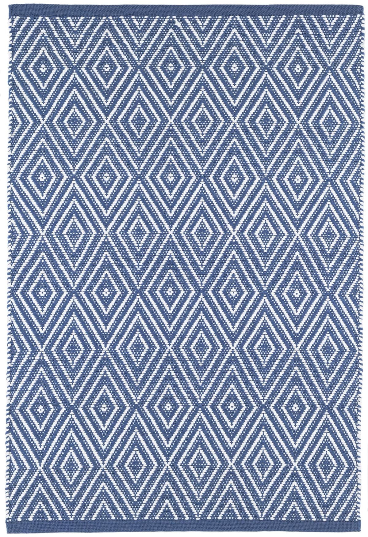 Dash & Albert Diamond Denim/White Handwoven Indoor/Outdoor Rug, 7.5 x 9.5 ft, patrón geométrico azul/blanco RDB098-810