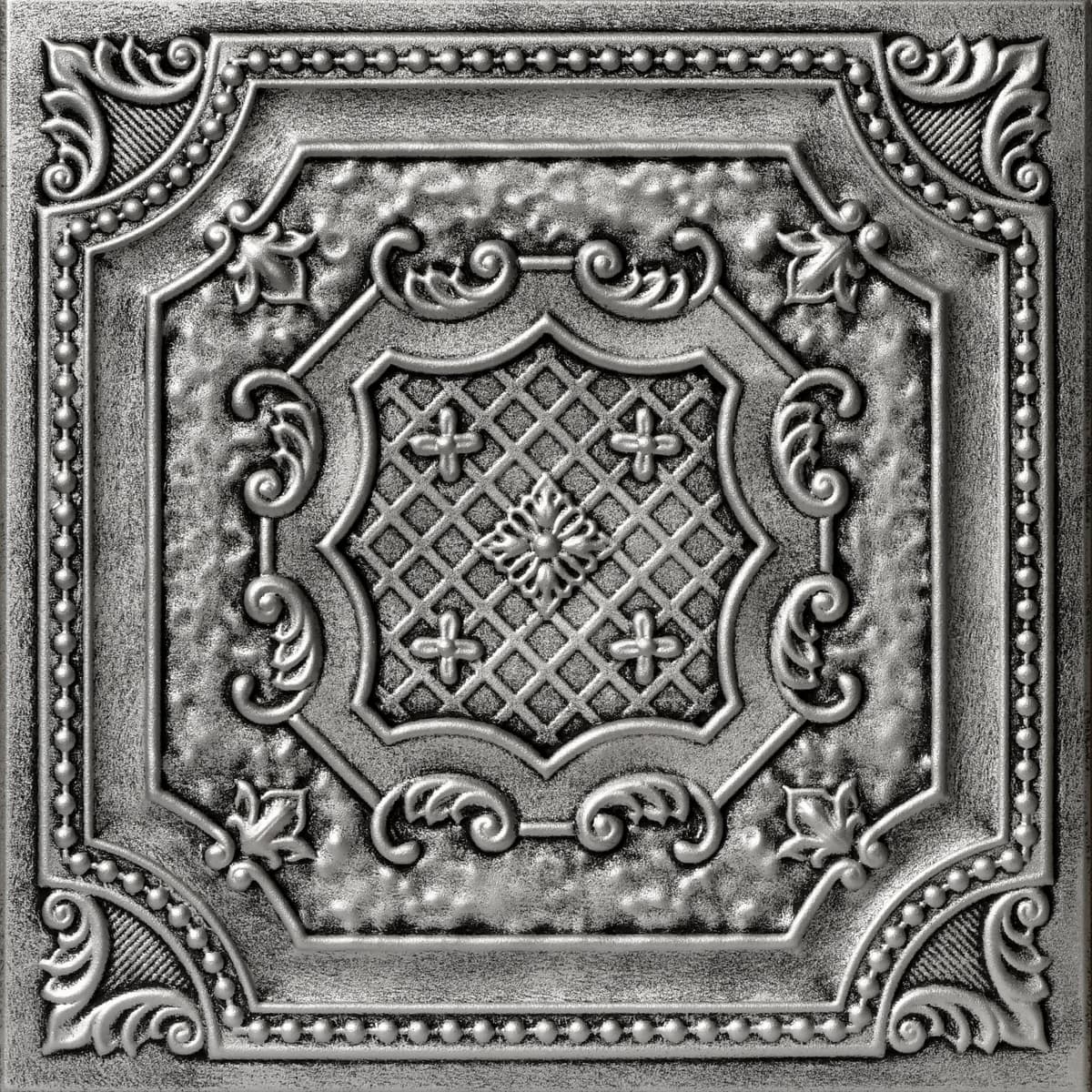 À LA MAISON CEILINGS R126 Adhesivo de espuma Bijou and Bee para plafón (384 sq. ft./Case), Paquete de 144, Plata antigua R126as-144