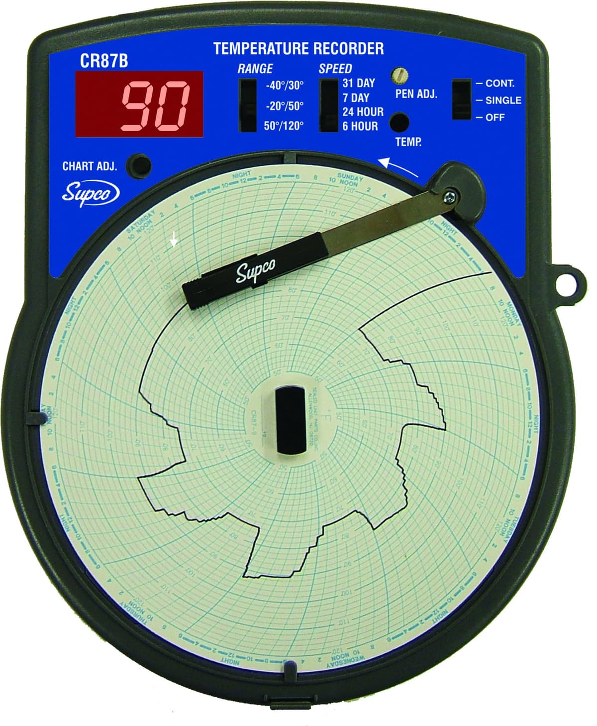 Supco CR87B-220 Registrador Circular de Temperatura, Diámetro 6", 220-240V
