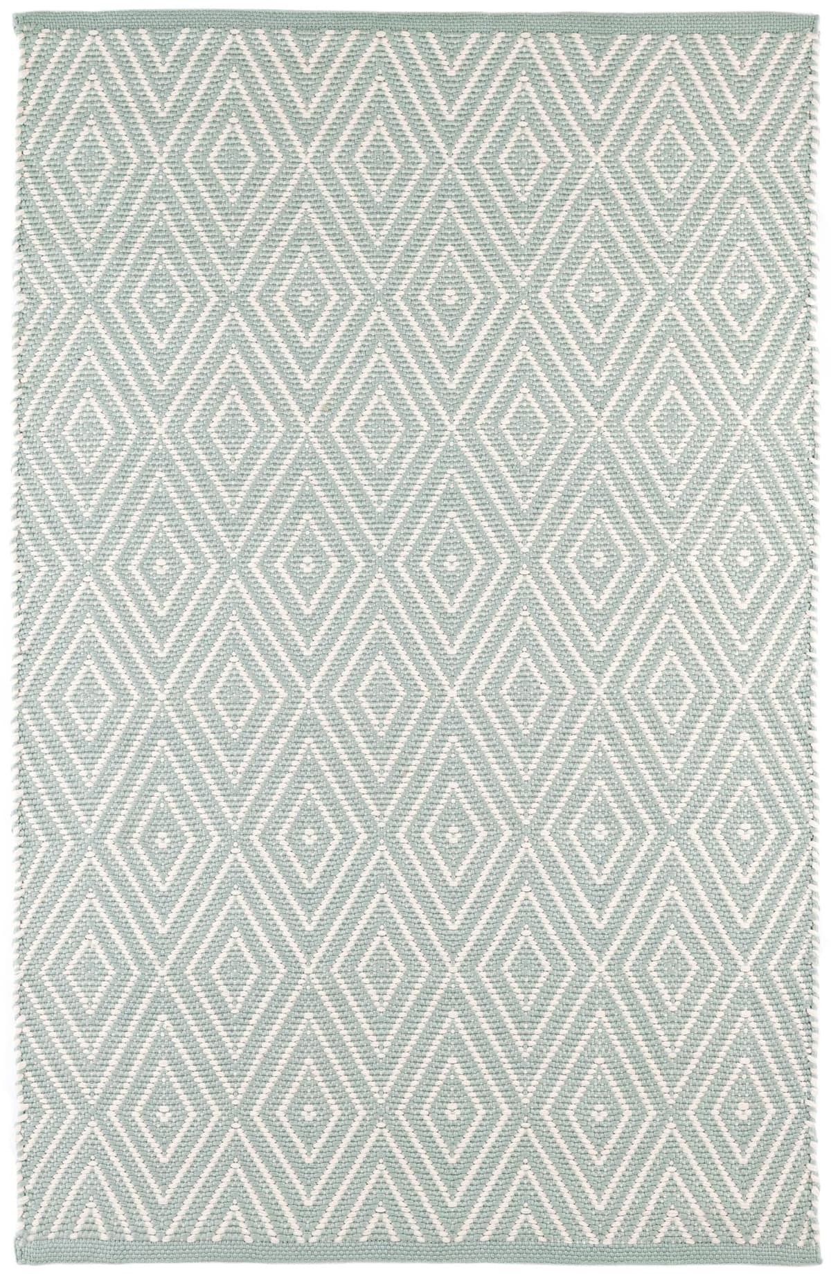 Dash & Albert Diamond Light Blue/Ivory Alfombra Indoor/Outdoor Tejida 7.5 x 9.5 ft - Azul/Marfil RDB163-810