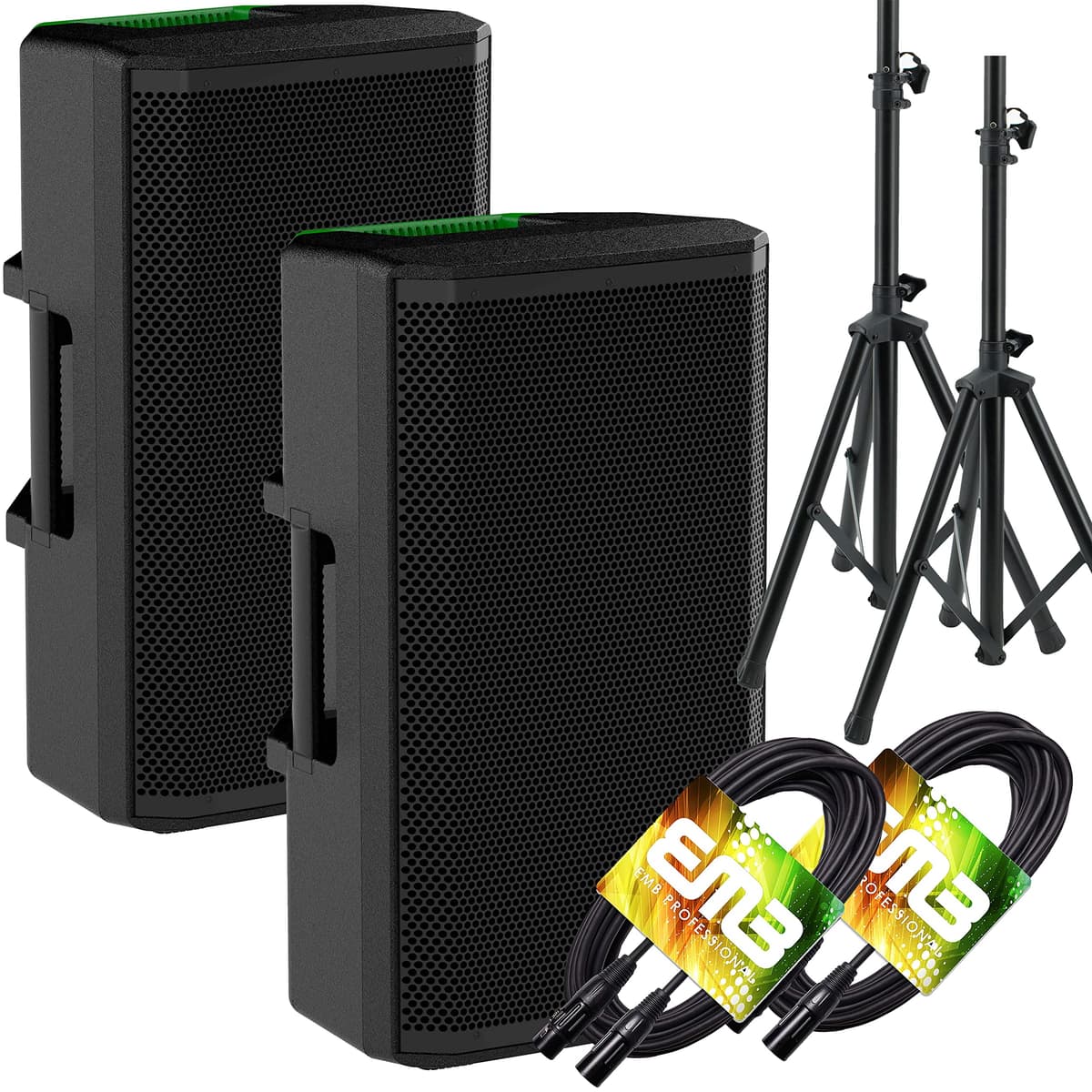 Par Mackie Thrash 215 1300W Parlante activo 15" Bundle con Soportes y Cables