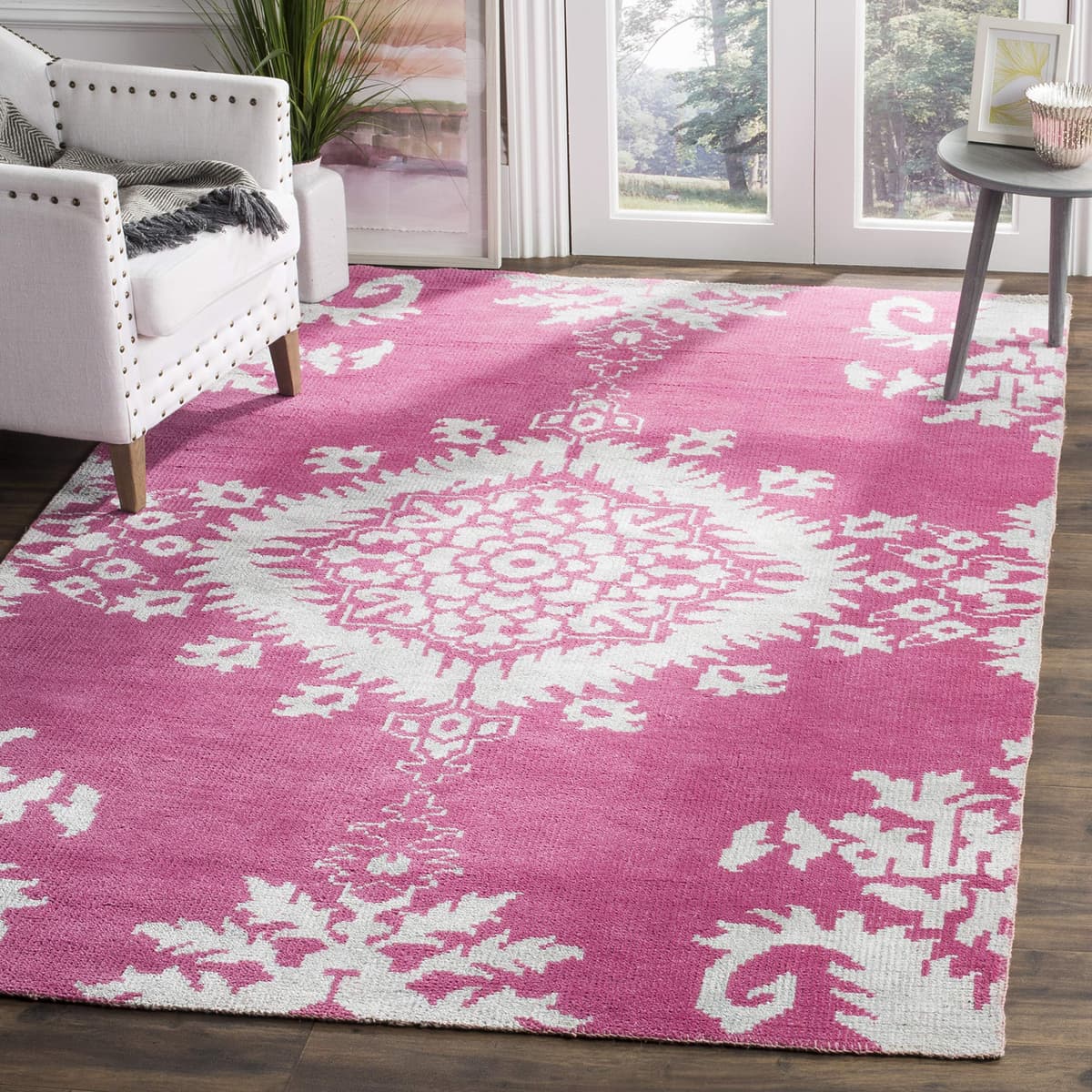 SAFAVIEH STW235C-5 Alfombra hand-knotted 5' x 8' Stone Wash Fuchsia, lana y viscosa