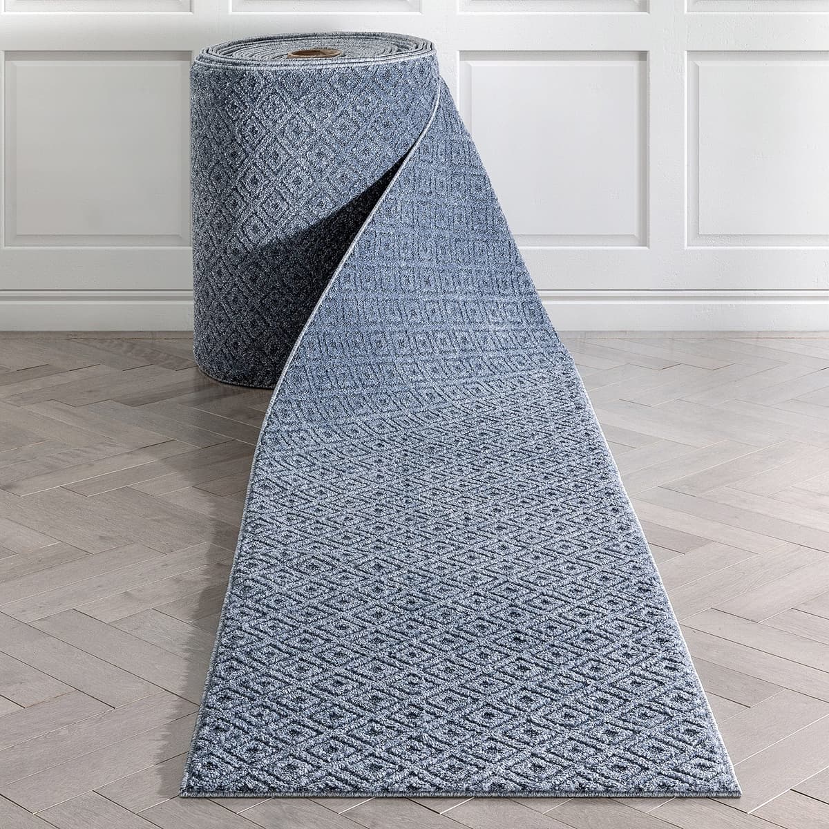 Well Woven Piano Light Blue Tribal Diamond Runner 27" x 60' personalizado IHS-MG-256-R-60