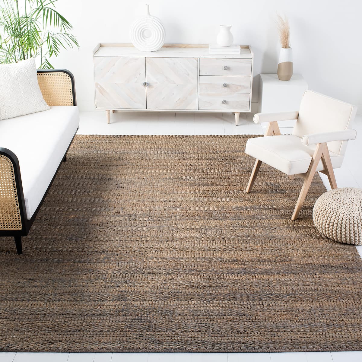 SAFAVIEH NF212B-9 Alfombra de Fibras Naturales 9'x12' Beige Hecha a Mano
