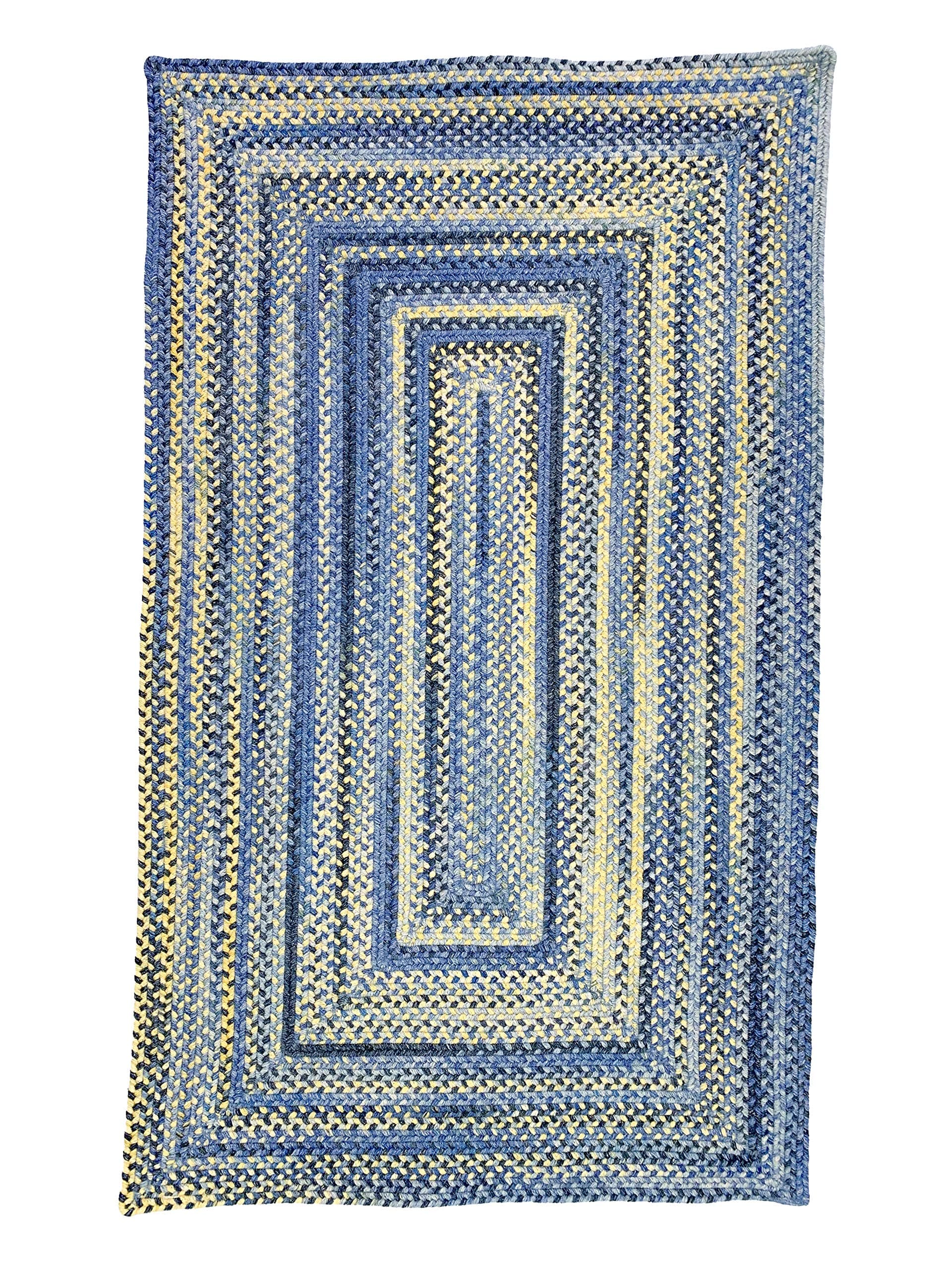 Capel American Heritage Blue Yellow 7' 0" X 7' 0" Alfombra Trenzada Rectángulo Concéntrico 0555QS07000700410
