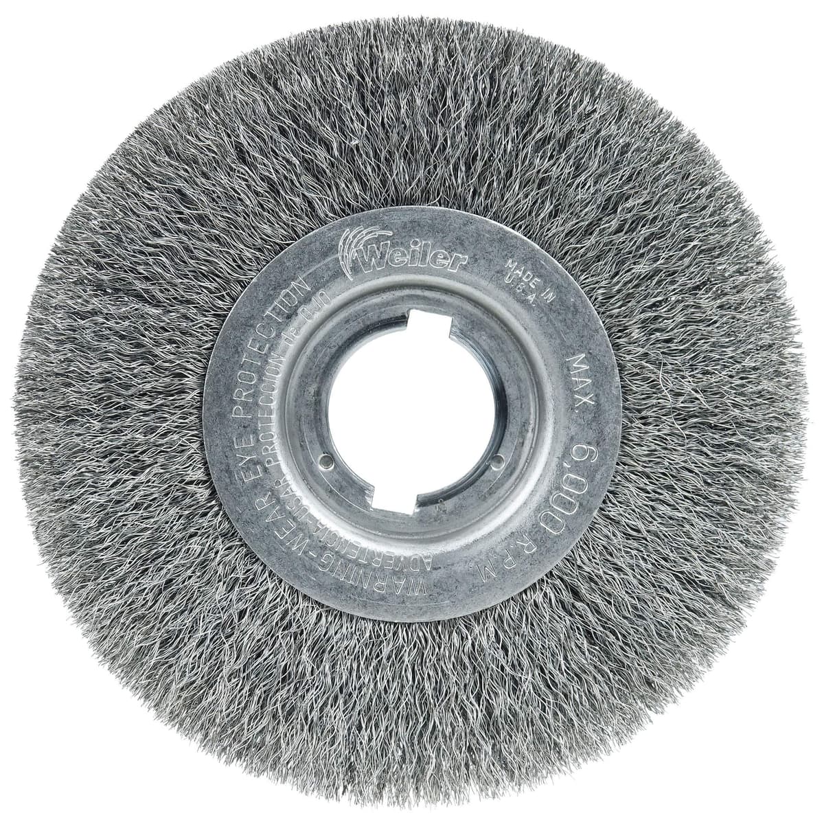 Weiler 01049 6" Narrow Face Crimped Wire Wheel, .008" Steel Fill, 1-1/4" Arbor Hole, Pack of 10